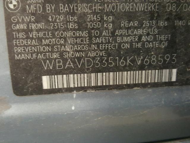 WBAVD33516KV68593 - 2006 BMW 330 XI GRAY photo 10