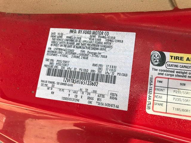 1ZVFT85H165133602 - 2006 FORD MUSTANG GT RED photo 10