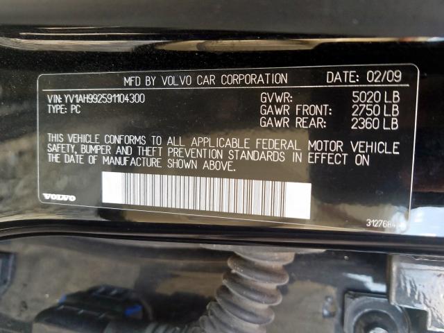 YV1AH992591104300 - 2009 VOLVO S80 T6  photo 10