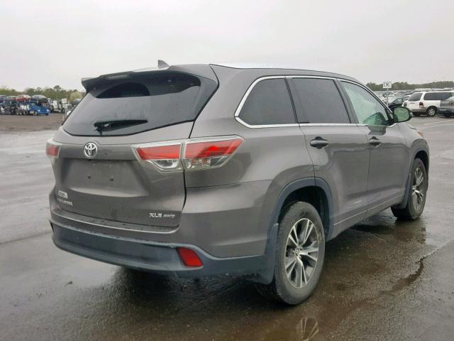 5TDJKRFH3GS304382 - 2016 TOYOTA HIGHLANDER GRAY photo 4