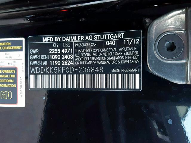 WDDKK5KF0DF206848 - 2013 MERCEDES-BENZ E 350 BLACK photo 10