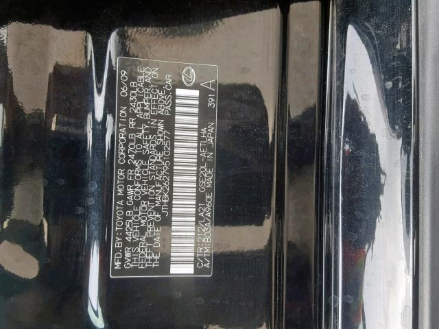 JTHBK262795102577 - 2009 LEXUS IS 250 BLACK photo 10