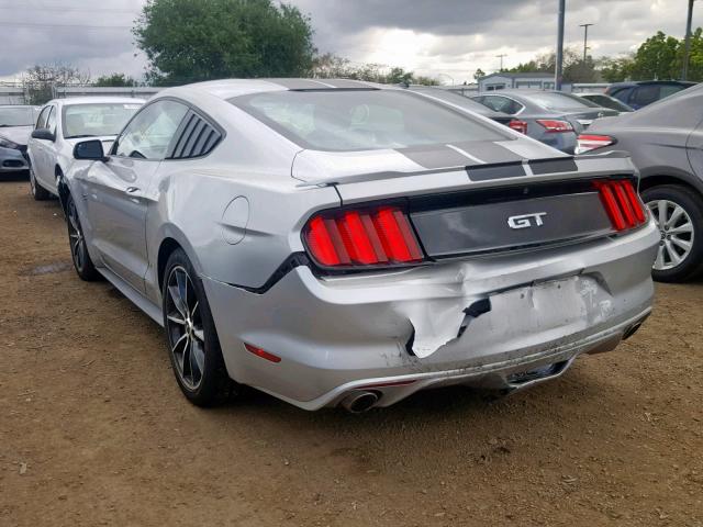 1FA6P8CF4H5214255 - 2017 FORD MUSTANG GT SILVER photo 3