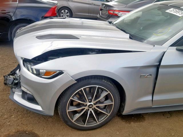 1FA6P8CF4H5214255 - 2017 FORD MUSTANG GT SILVER photo 9