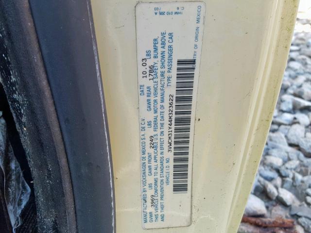 3VWCM31Y44M323622 - 2004 VOLKSWAGEN NEW BEETLE ყვითელი ფოტო 10