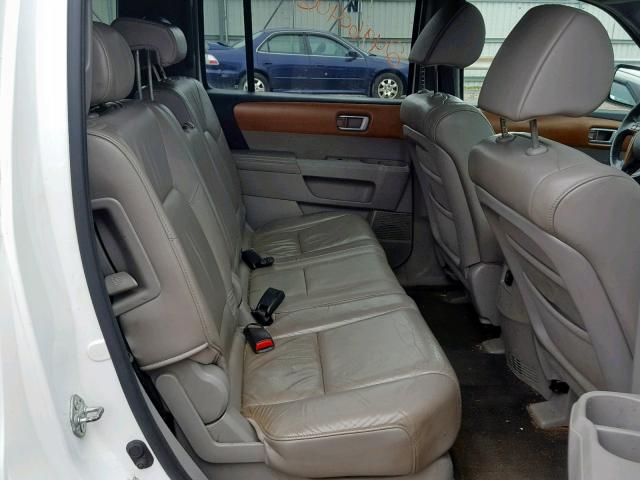 5FNYF4H77BB007476 - 2011 HONDA PILOT EXLN WHITE photo 6