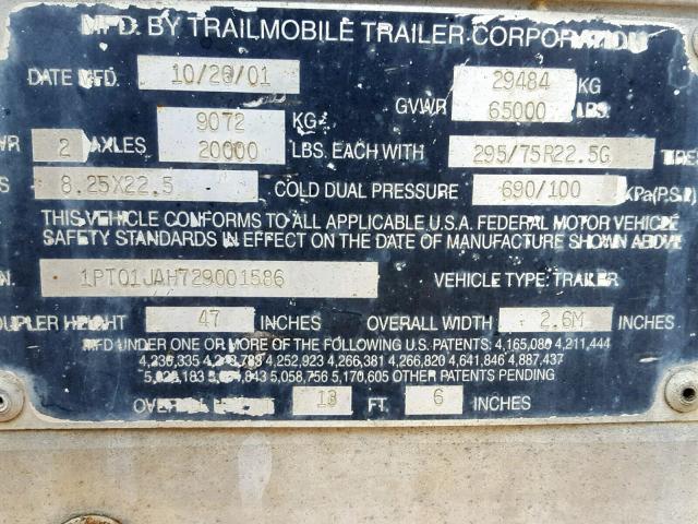 1PT01JAH729001586 - 2002 TRAILMOBILE 45X96 53 TRAILER WHITE photo 10