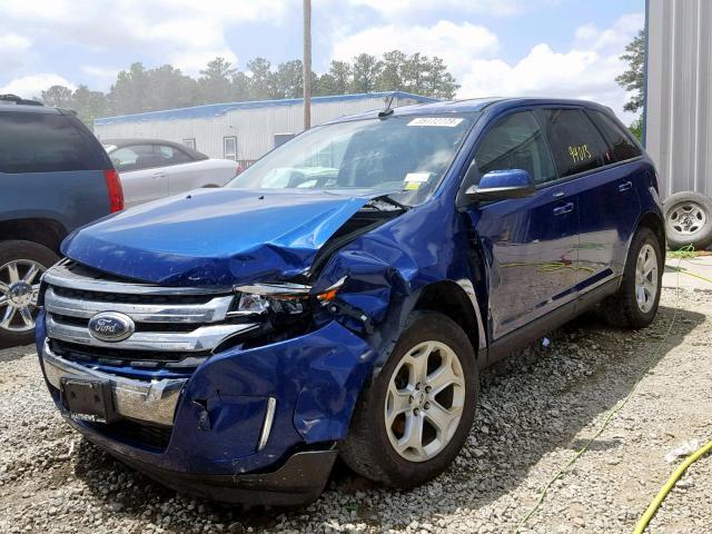 2FMDK4JC6DBB87157 - 2013 FORD EDGE SEL BLUE photo 2