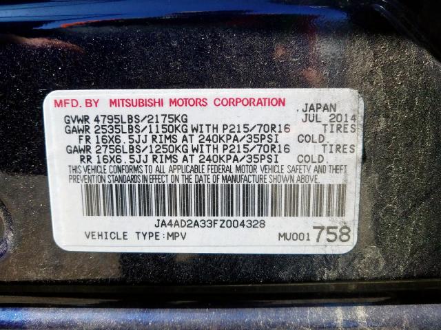 JA4AD2A33FZ004328 - 2015 MITSUBISHI OUTLANDER ES  photo 10