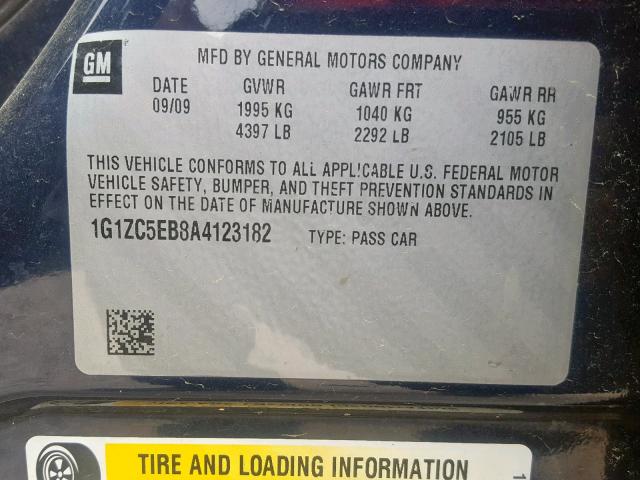 1G1ZC5EB8A4123182 - 2010 CHEVROLET MALIBU 1LT 蓝色 照片 10