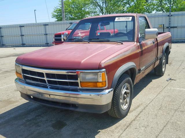 1B7FL26X8NS593023 - 1992 DODGE DAKOTA RED photo 2