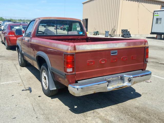 1B7FL26X8NS593023 - 1992 DODGE DAKOTA RED photo 3