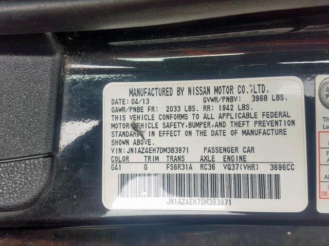 JN1AZ4EH7DM383971 - 2013 NISSAN 370Z BASE BLACK photo 10