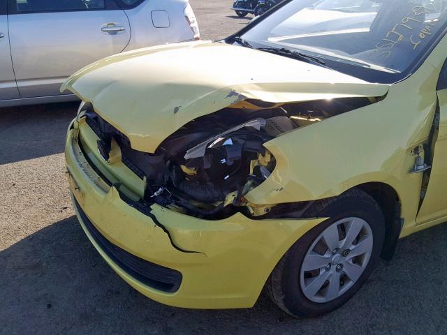 KMHCM36C69U118995 - 2009 HYUNDAI ACCENT GS YELLOW photo 9