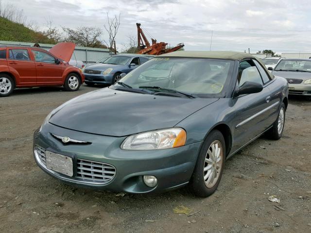 1C3EL55R32N210376 - 2002 CHRYSLER SEBRING LX GREEN photo 2