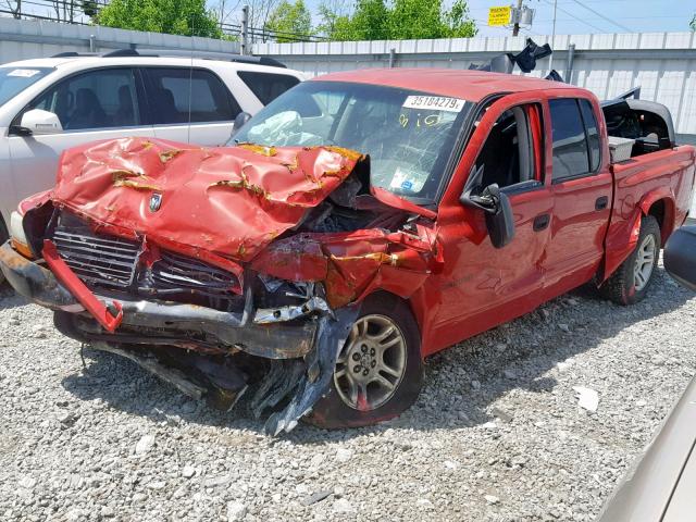 1B7HL38N62S506628 - 2002 DODGE DAKOTA QUA RED photo 2