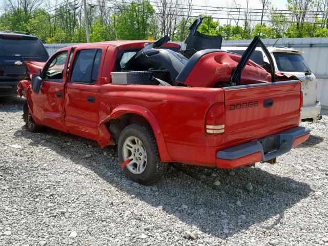 1B7HL38N62S506628 - 2002 DODGE DAKOTA QUA RED photo 3