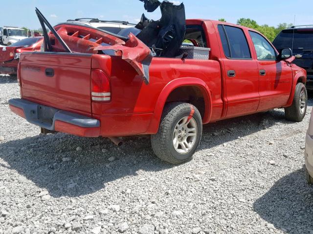 1B7HL38N62S506628 - 2002 DODGE DAKOTA QUA RED photo 4