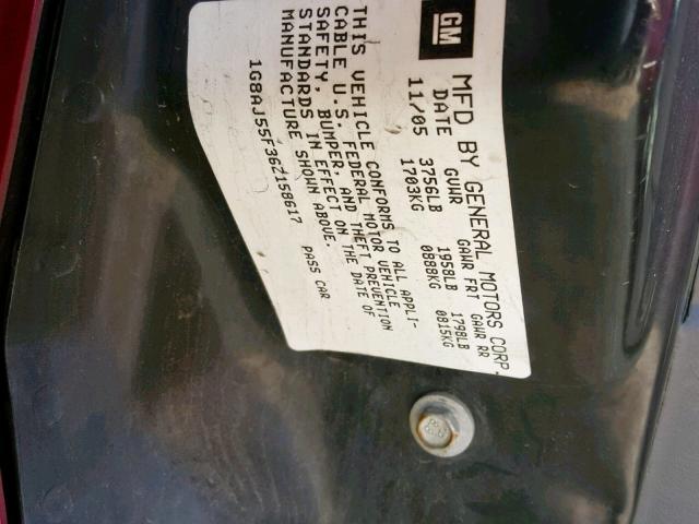 1G8AJ55F36Z158617 - 2006 SATURN ION LEVEL BURGUNDY photo 10