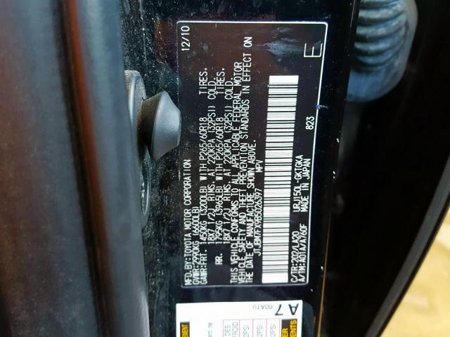 JTJBM7FX9B5026397 - 2011 LEXUS GX 460  photo 10