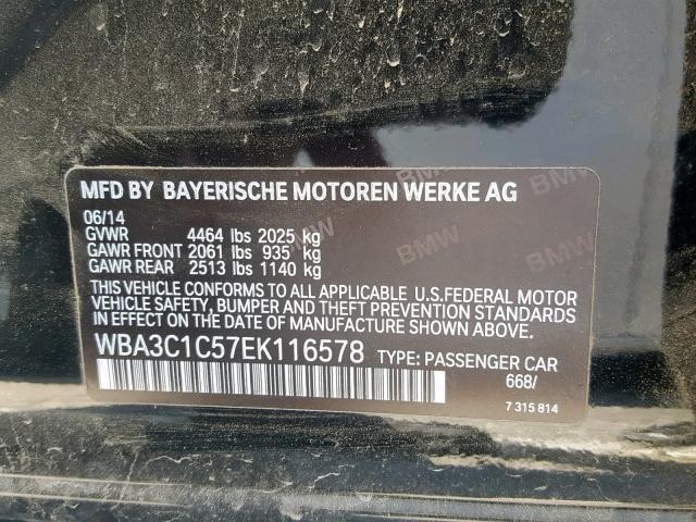 WBA3C1C57EK116578 - 2014 BMW 328 I SULE BLACK photo 10