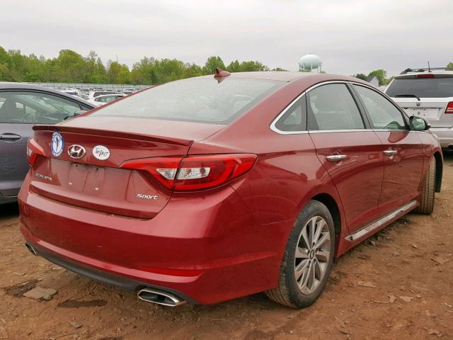 5NPE34AF2GH421285 - 2016 HYUNDAI SONATA SPO MAROON photo 4