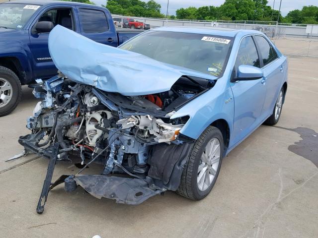 4T1BD1FKXEU105619 - 2014 TOYOTA CAMRY HYBR BLUE photo 9