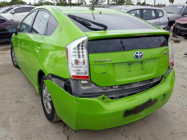 JTDKN3DU9A0208677 - 2010 TOYOTA PRIUS GREEN photo 3