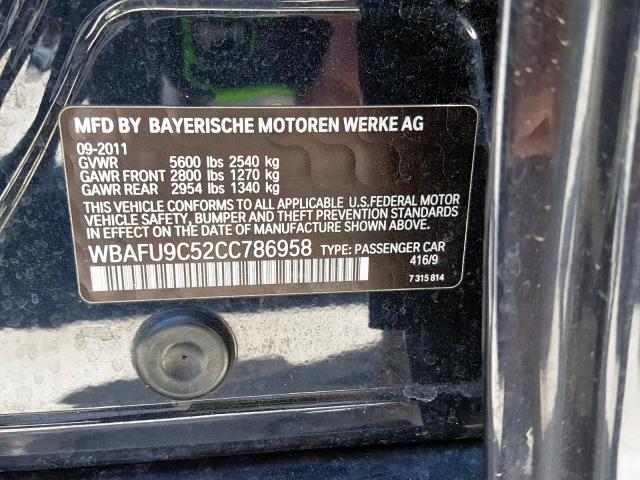 WBAFU9C52CC786958 - 2012 BMW 550 XI BLACK photo 10