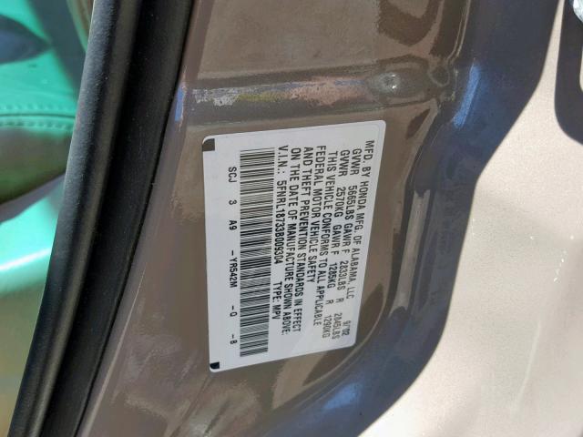 5FNRL18733B009304 - 2003 HONDA ODYSSEY EX GOLD photo 10