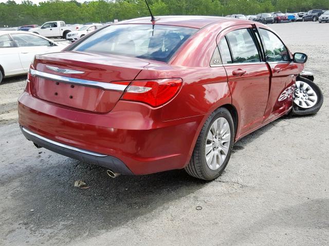 1C3CCBAG8DN724365 - 2013 CHRYSLER 200 LX RED photo 4