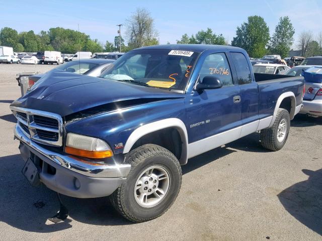 1B7GG22N9YS703918 - 2000 DODGE DAKOTA BLUE photo 2