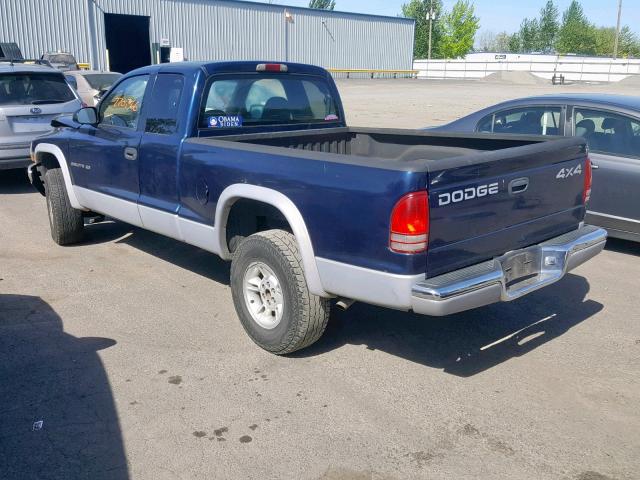 1B7GG22N9YS703918 - 2000 DODGE DAKOTA BLUE photo 3