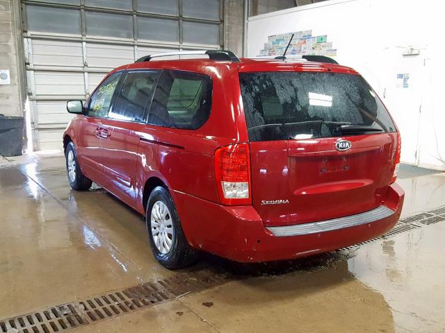 KNDMG4C77B6366003 - 2011 KIA SEDONA LX BURGUNDY photo 3