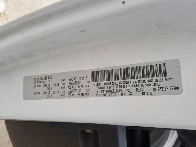 3C6TRVAG0JE104080 - 2018 RAM PROMASTER 白色 照片 10