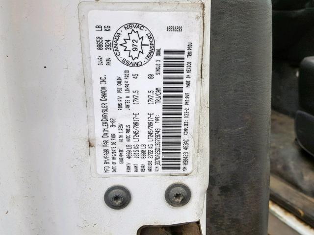 3D7KA26D13G728749 - 2003 DODGE RAM 2500 S WHITE photo 10