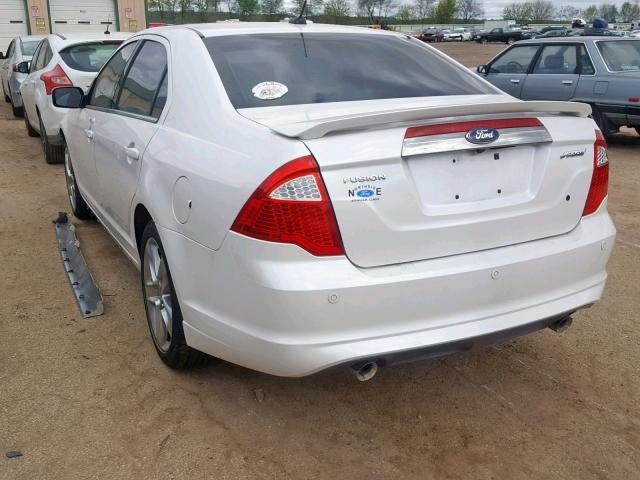 3FAHP0KC9BR241442 - 2011 FORD FUSION SPO WHITE photo 3