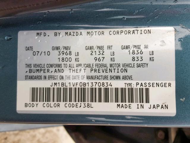 JM1BL1VF0B1370834 - 2011 MAZDA 3 I GREEN photo 10