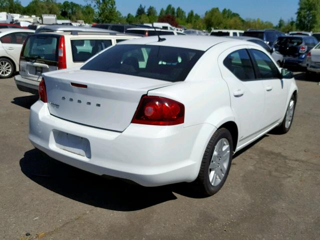 1C3CDZAB3CN272706 - 2012 DODGE AVENGER SE WHITE photo 4