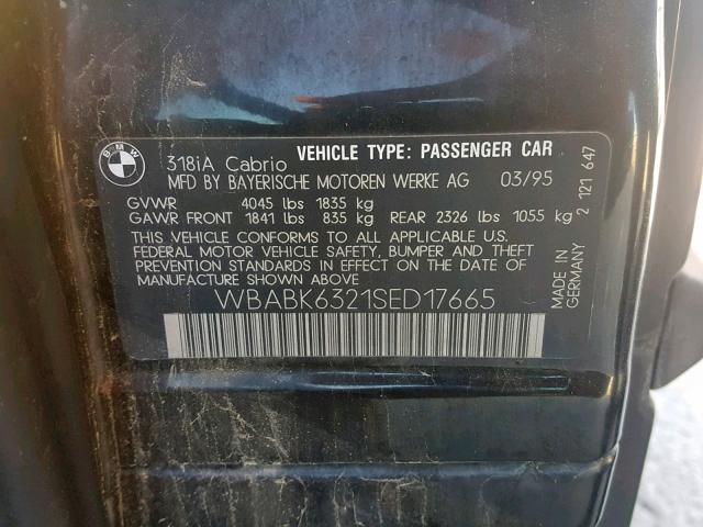 WBABK6321SED17665 - 1995 BMW 318 IC AUT BLACK photo 10