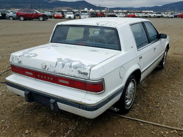 1B3BC4635KD594428 - 1989 DODGE DYNASTY WHITE photo 4