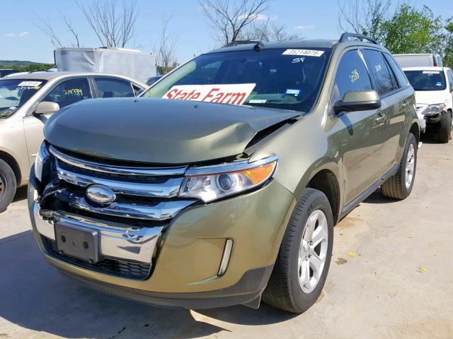 2FMDK3JC9DBE18031 - 2013 FORD EDGE SEL GREEN photo 2