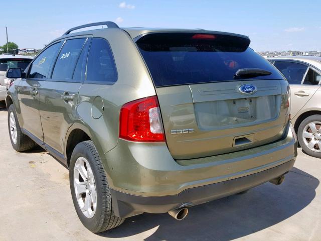 2FMDK3JC9DBE18031 - 2013 FORD EDGE SEL GREEN photo 3