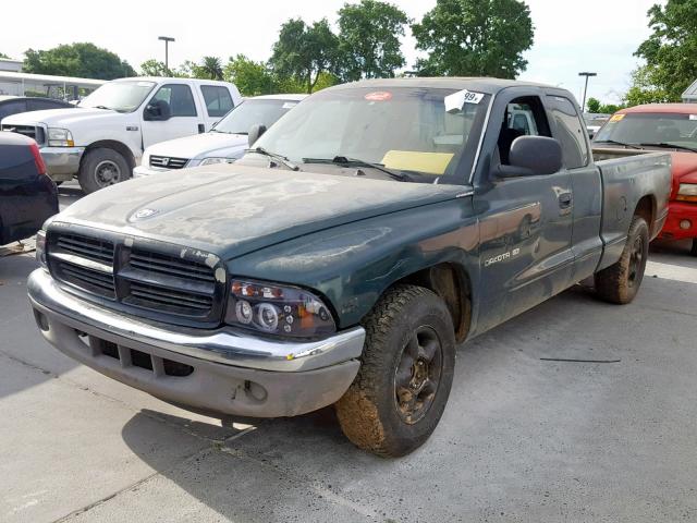 1B7GL22X8YS690074 - 2000 DODGE DAKOTA GREEN photo 2