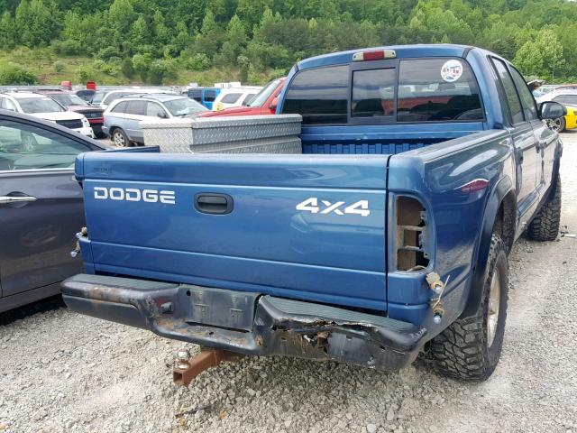 1B7HG48N42S552260 - 2002 DODGE DAKOTA QUA BLUE photo 4