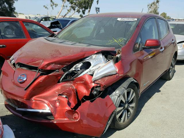 1N4AZ0CP1FC322260 - 2015 NISSAN LEAF S RED photo 2