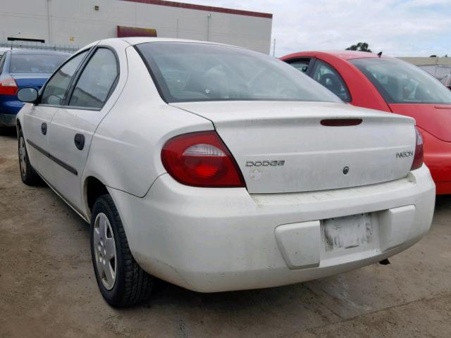 1B3ES26C05D102350 - 2005 DODGE NEON BASE WHITE photo 3