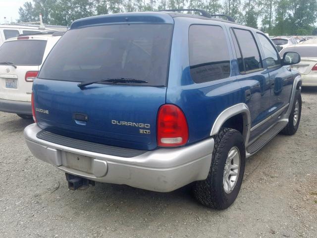 1D4HS58N33F536147 - 2003 DODGE DURANGO SL BLUE photo 4