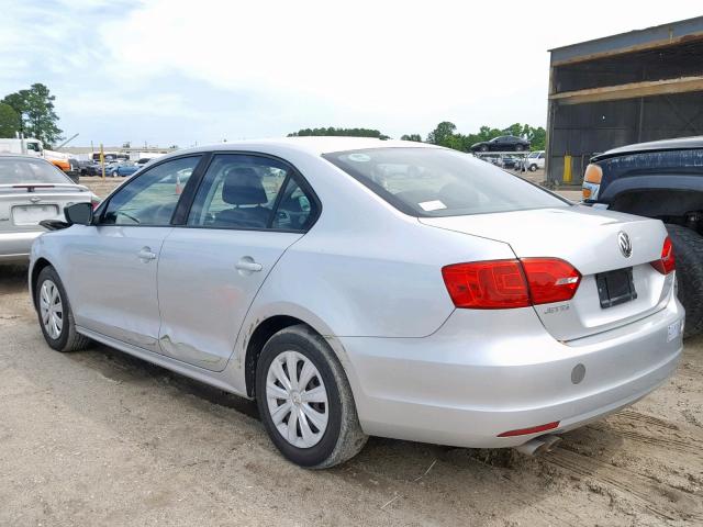 3VW2K7AJ3BM389958 - 2011 VOLKSWAGEN JETTA BASE SILVER photo 3