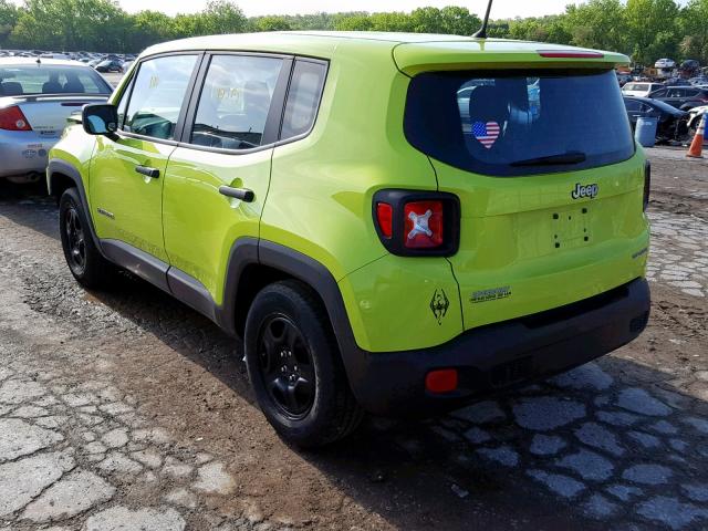 ZACCJAAH6HPG12486 - 2017 JEEP RENEGADE S GREEN photo 3